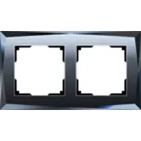 Рамка двухместная Werkel Diamant, стекло, черная, WL08-Frame-02
