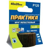 Круг лепестковый веерный с оправкой 40х20мм, P120, хвостовик 6 мм, серия Профи, ПРАКТИКА
