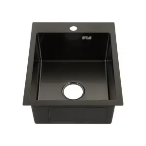 Мойка нержавеющая SIRIUSLINE врезная, 40х50 (3 мм) ГРАФИТ, большой сифон с переливом и коландер