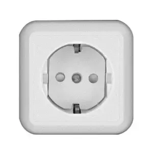 Розетка 1-местная ОП Прима 16А 250В защ. шторки с заземл. бел. Systeme Electric RA16-003-1M-B (РА16-003/1М-б) *