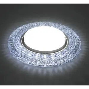 Светильник точечный Feron CD4020 со светодиодной подсветкой, 20LED*2835 SMD 6400K, 15W GX53 без лампы, прозрачный, хром, с драйвером в комплекте