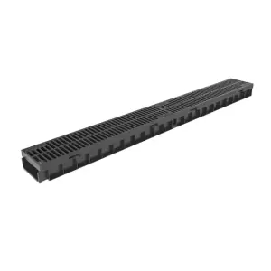 Комплект GIDROLICA Light DN100 A15: лоток водоотводный пластиковый с решеткой пластиковой 1000*115*96 мм арт.08067