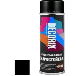 Эмаль аэрозольная акриловая жаростойкая Decorix черная (+800°С) 520 мл