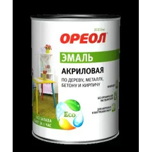 Эмаль ОРЕОЛ акриловая глянцевая белая (пластик) 2,5 кг