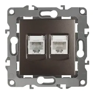 Розетка информационная+телефонная СП (RJ45+RJ11), Эра12, бронза, арт.12-3109-13