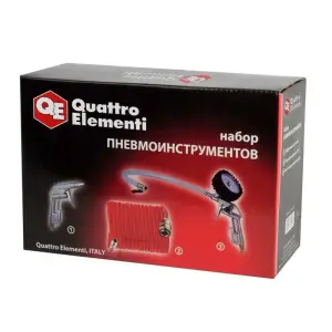 Набор пневмоинструментов QUATTRO ELEMENTI 3 шт, шланг 5м, пистолеты для накачки шин и обдувочный