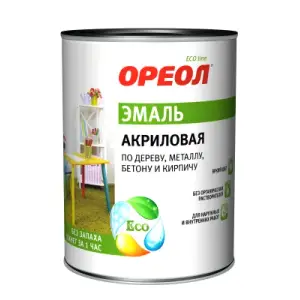 Эмаль ОРЕОЛ акриловая глянцевая жёлтая 0,9 кг