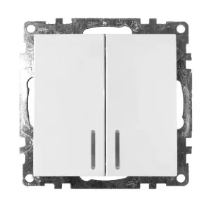 Механизм выключателя двухклавишный СП 220V, 10А, c индикатором, белый (GLS10-7102-01) Катрин STEKKER
