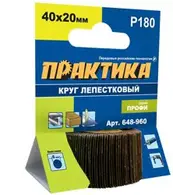 Круг лепестковый веерный с оправкой 40х20мм, P180, хвостовик 6 мм, серия Профи, ПРАКТИКА