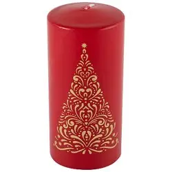 Свеча Deco Christmas Ель 56*120 (золото на бордовом)