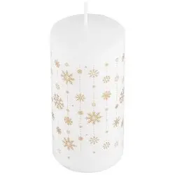 Свеча Deco Christmas Снежинки 56*120 (золото на белом)